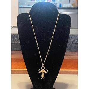 Vintage 3D Chainlink Cross Gold Necklace